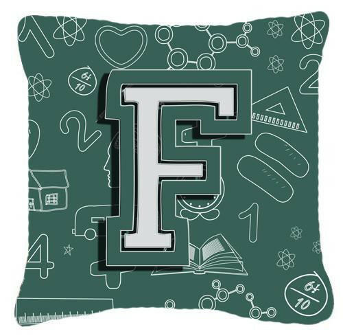 Letter F Back to School Initial Canvas Fabric Decorative Pillow CJ2010-FPW1414 by Caroline&#39;s Treasures