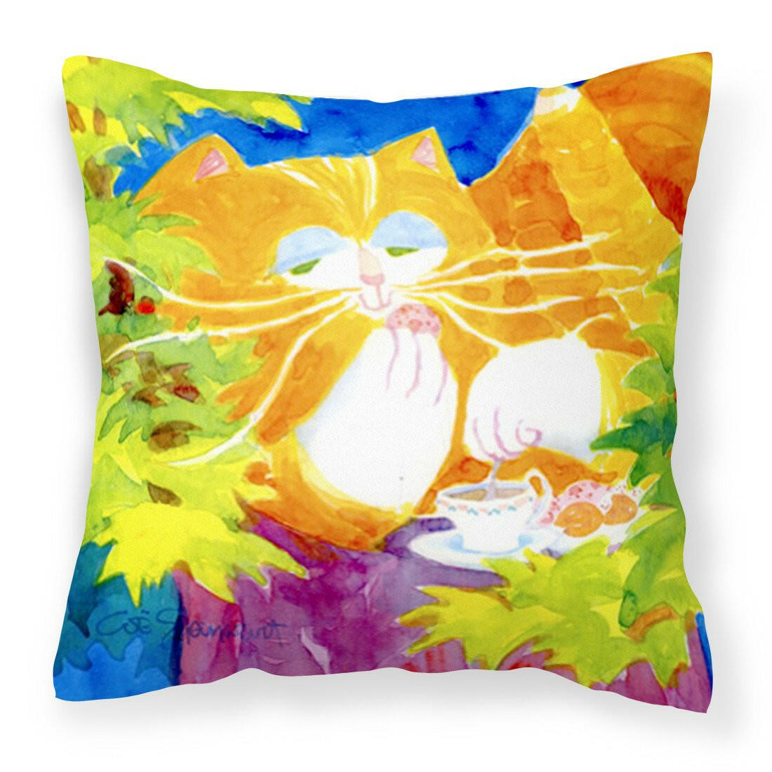 Cat Tea Time Decorative   Canvas Fabric Pillow - the-store.com