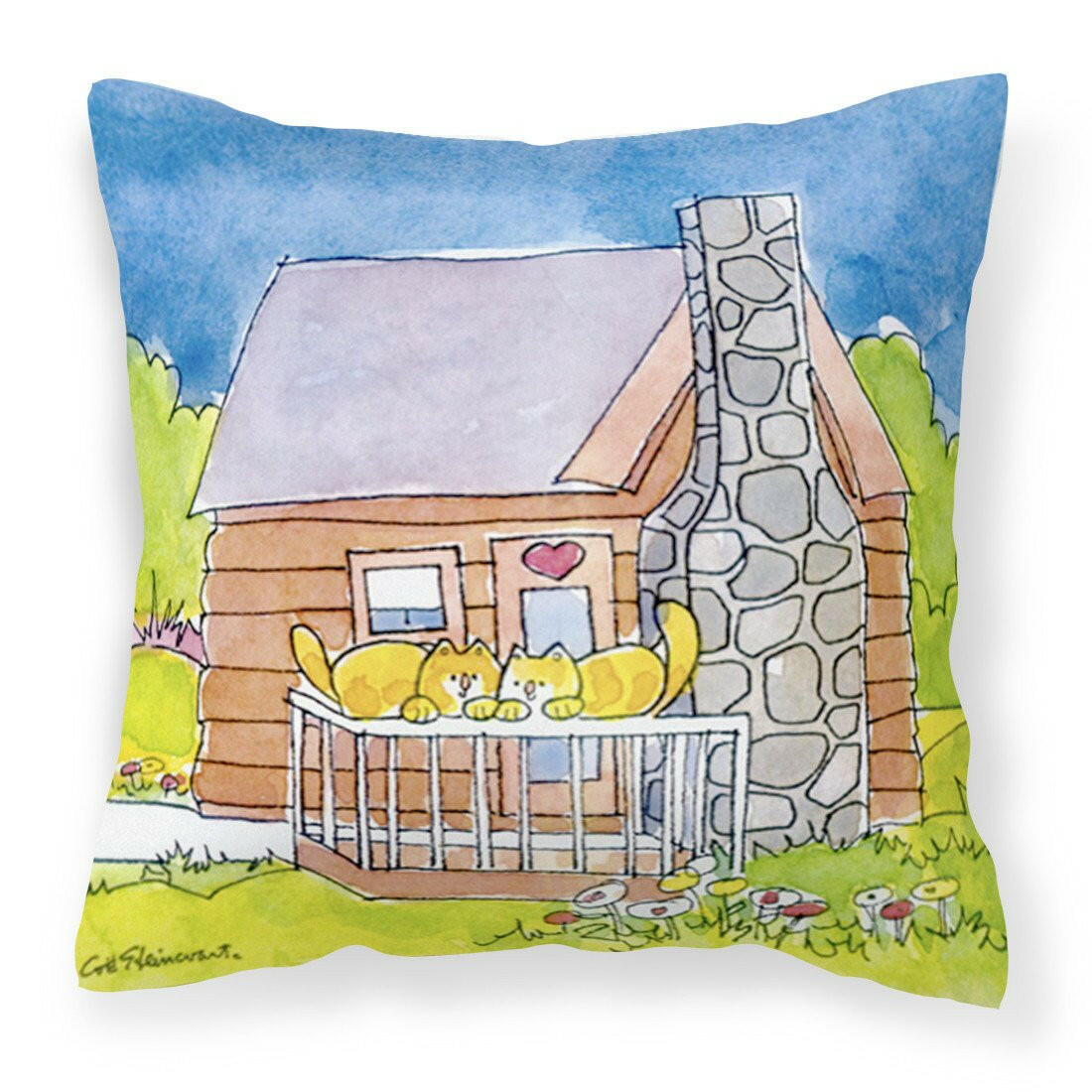 Cat Love at the Log Cabin  Decorative   Canvas Fabric Pillow - the-store.com
