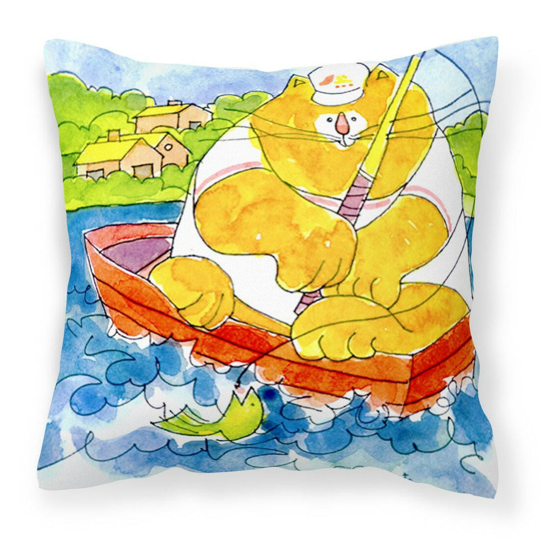 Big Orange Cat Fishing Decorative   Canvas Fabric Pillow - the-store.com