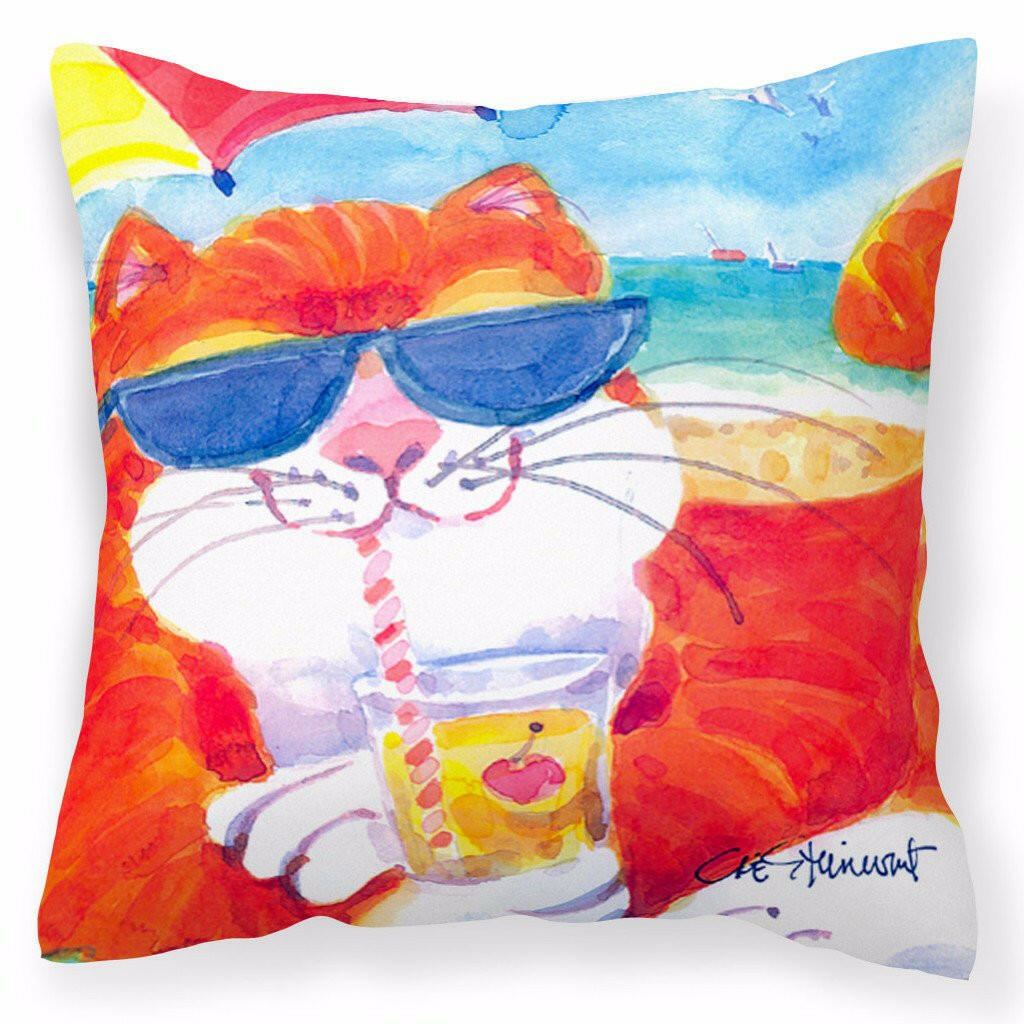 Cool Cat with Sunglasses at the beach Decorative   Canvas Fabric Pillow - the-store.com