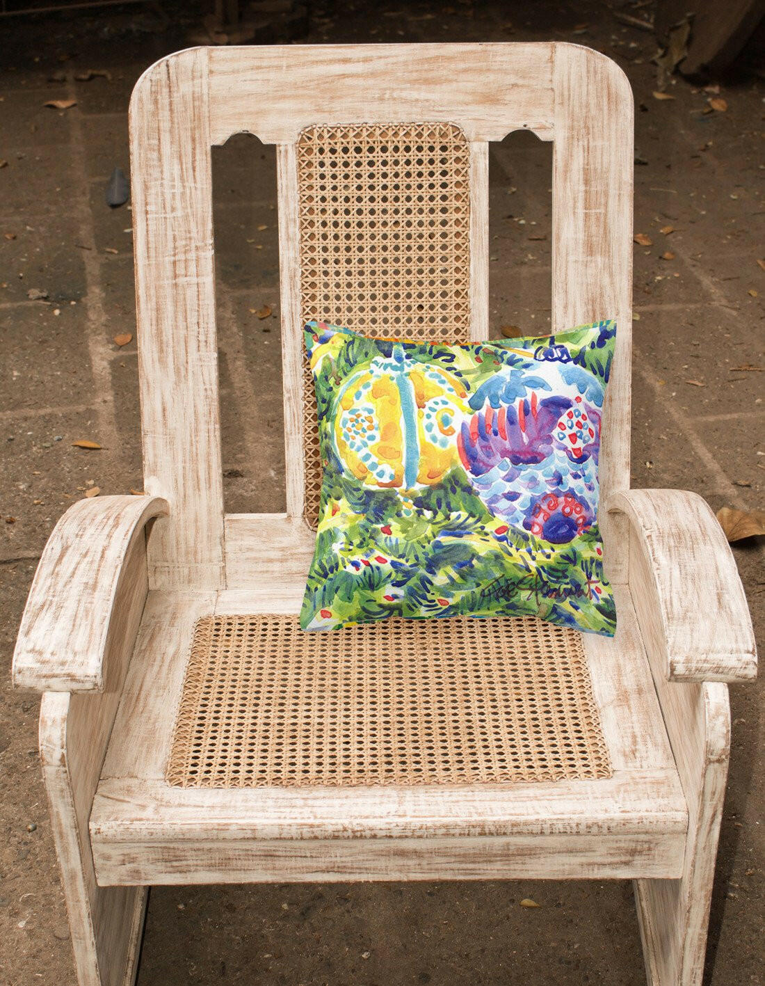 Caroline's Treasures Christmas Tree Yellow and Purple Ornaments Throw Pillow - 14x14 Decorative Pillow – Art for Your Home & Patio 6120PW1414