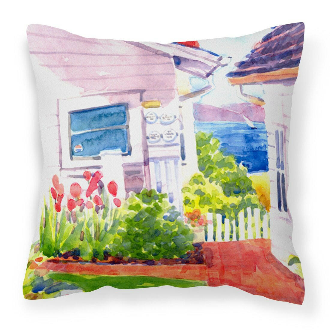 Beach View between the Houses Decorative   Canvas Fabric Pillow - the-store.com