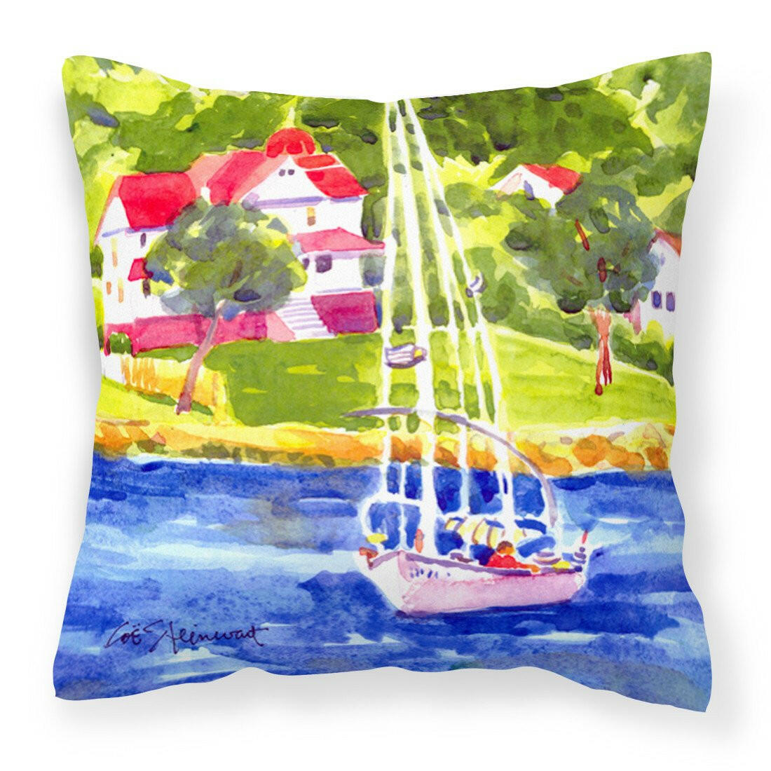 Sailboat on the lake Decorative   Canvas Fabric Pillow - the-store.com