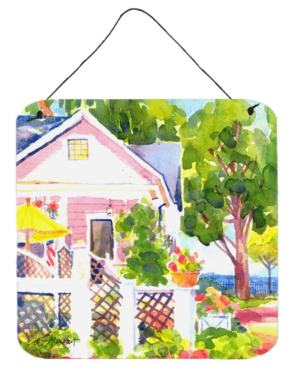 White Cottage at the beach Aluminium Metal Wall or Door Hanging Prints by Caroline&#39;s Treasures