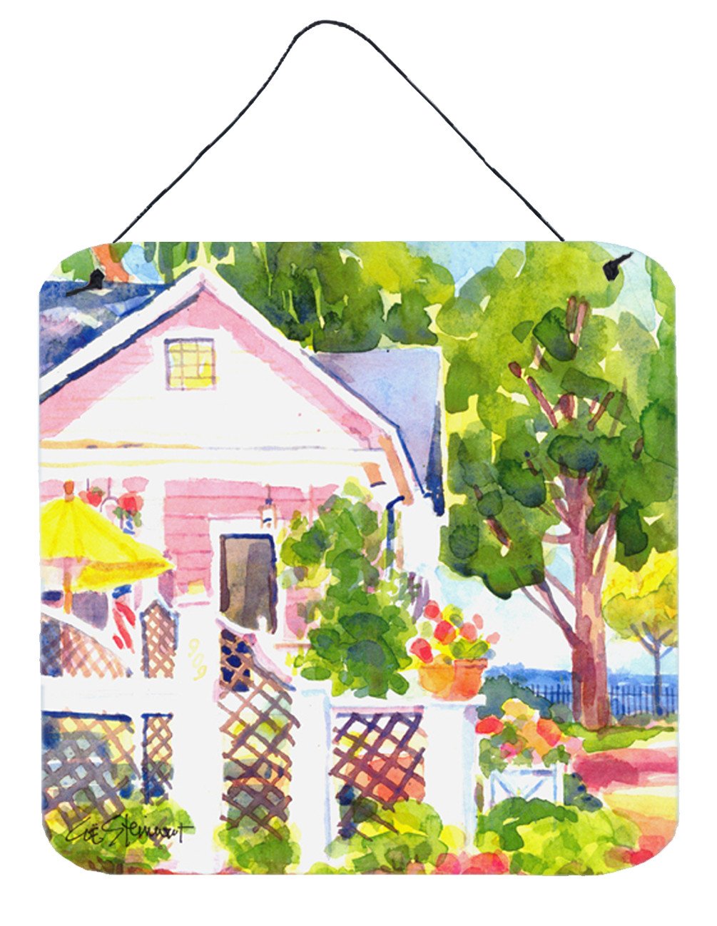 White Cottage at the beach Aluminium Metal Wall or Door Hanging Prints by Caroline's Treasures