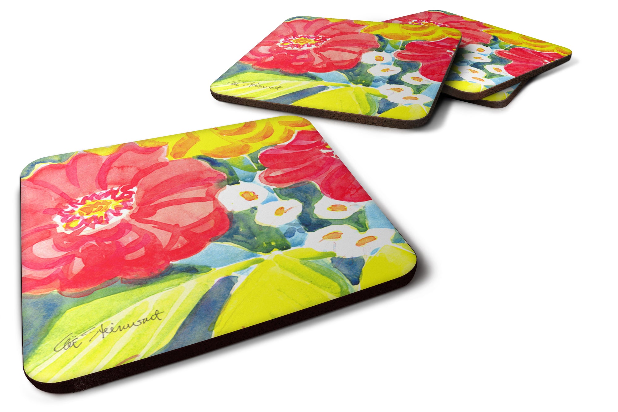 Set of 4 Flower Foam Coasters - the-store.com