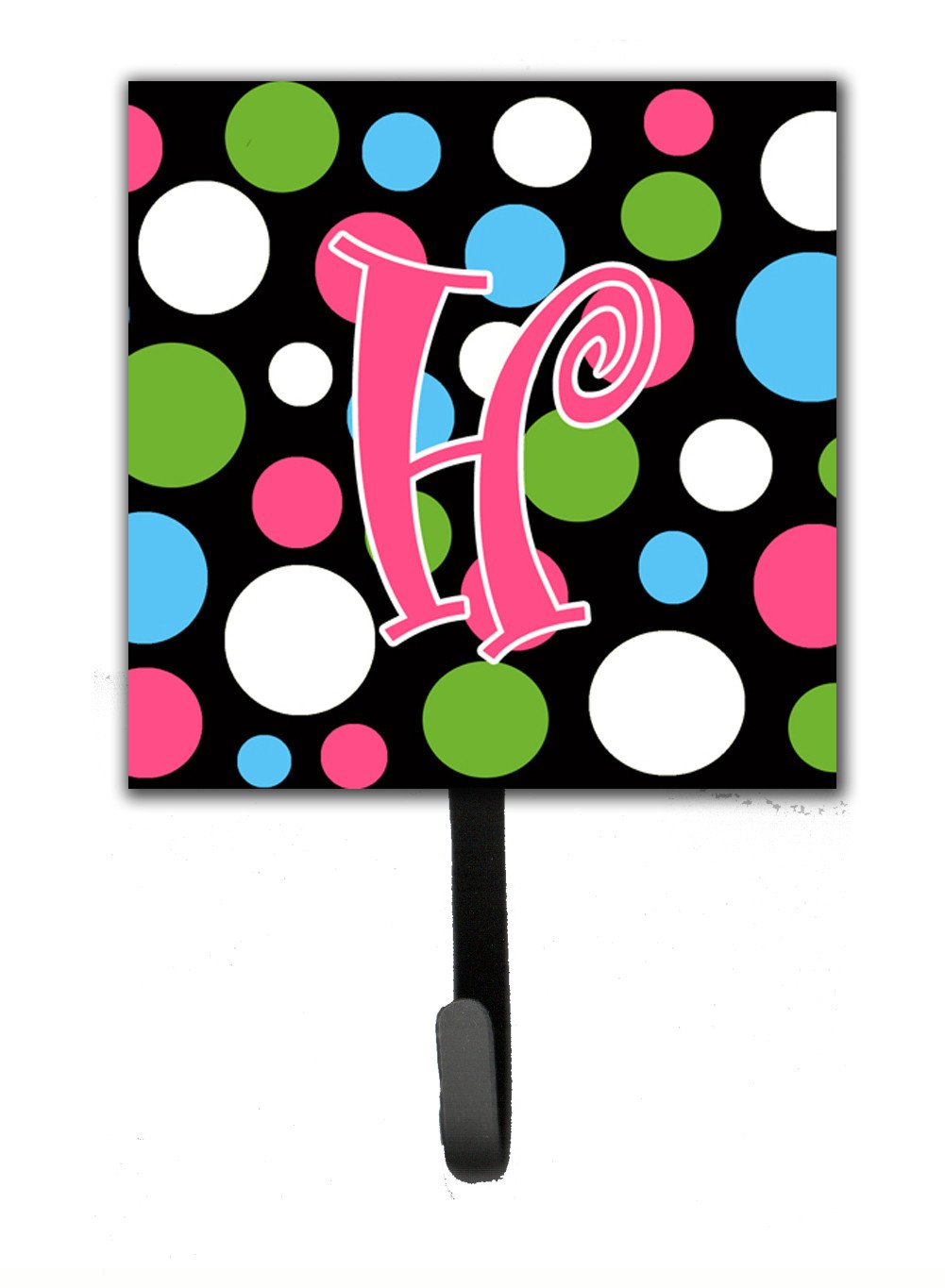 Letter H Initial Monogram - Polkadots and Pink Leash Holder or Key Hook by Caroline's Treasures
