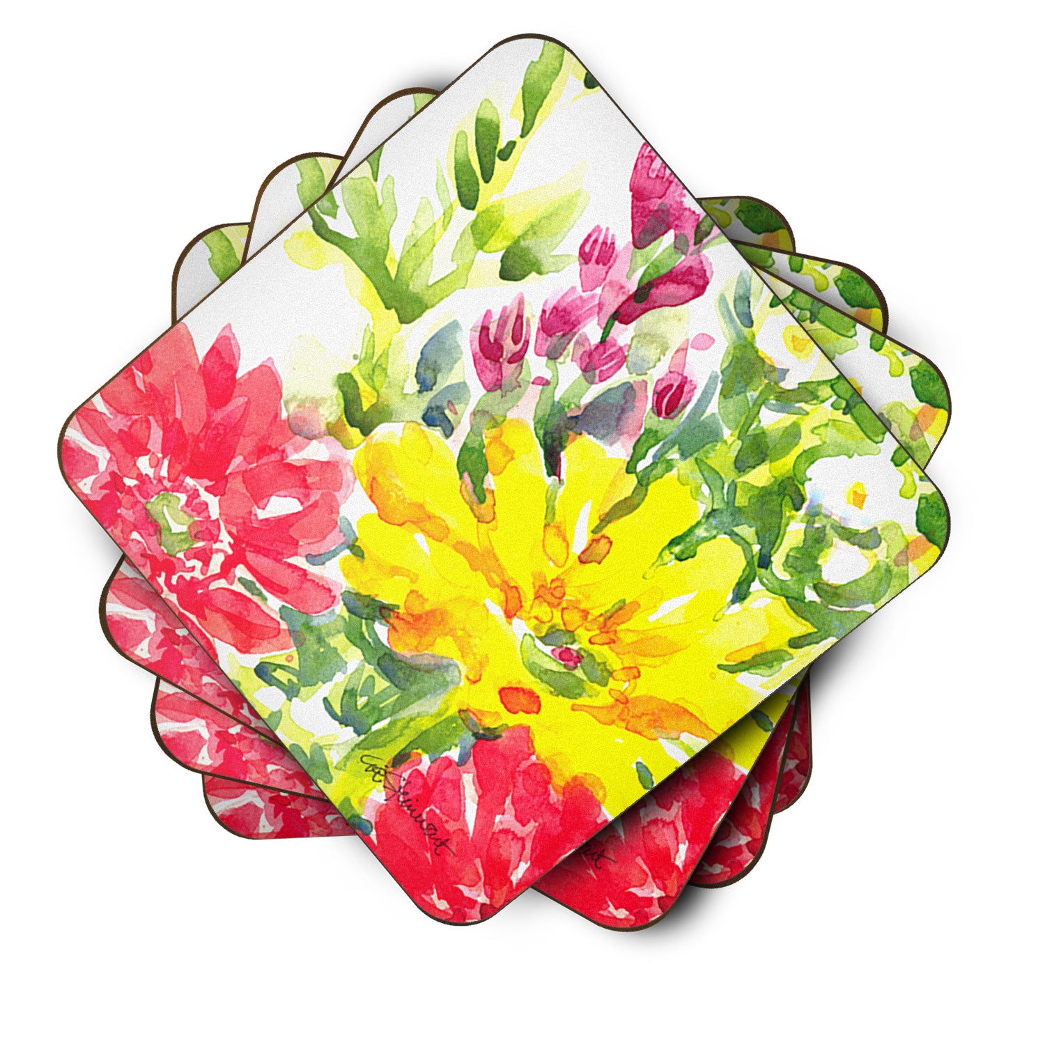 Set of 4 Flower Foam Coasters - the-store.com