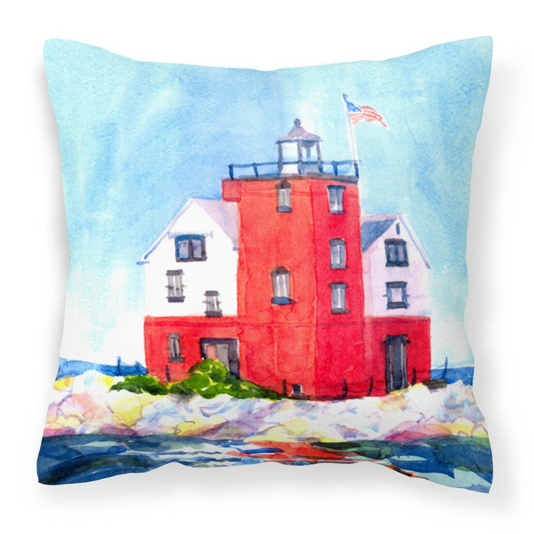 Lighthouse on the rocks Harbour Decorative   Canvas Fabric Pillow - the-store.com