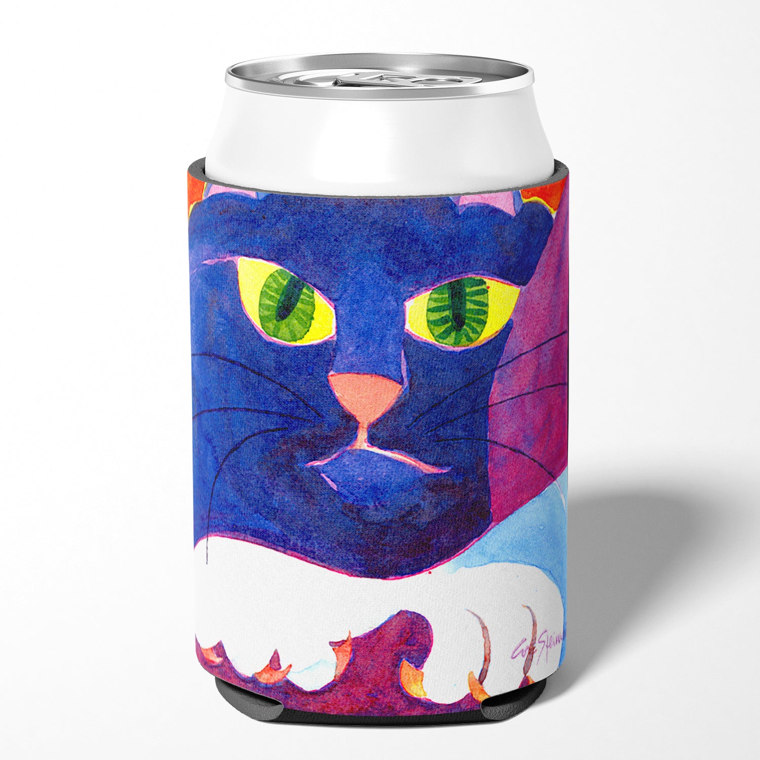 Big Blue Cat Can or Bottle Beverage Insulator Hugger.