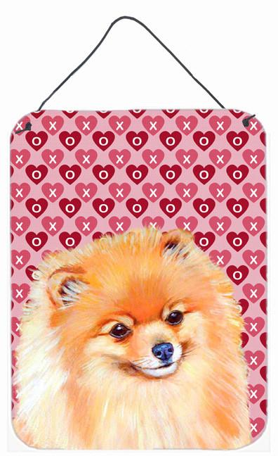 Pomeranian Hearts Love and Valentine&#39;s Day Portrait Wall or Door Hanging Prints by Caroline&#39;s Treasures