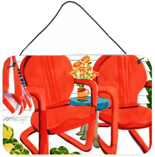 Red Chairs Patio View Wall or Door Hanging Prints 6140DS812 by Caroline&#39;s Treasures