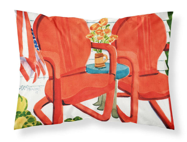 Red Chairs Patio View Fabric Standard Pillowcase 6140PILLOWCASE by Caroline's Treasures