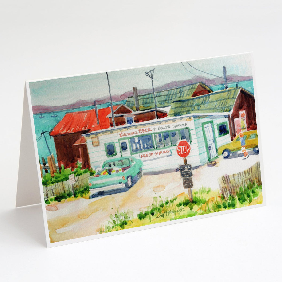 Buy this Tacoma Beer and Boiled Shrimp Market Greeting Cards and Envelopes Pack of 8