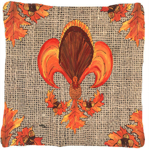 Thanksgiving Turkey Fleur de lis Decorative   Canvas Fabric Pillow - the-store.com