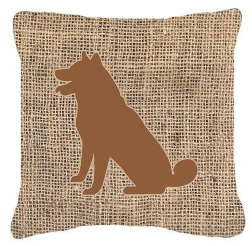Shiba Inu Burlap and Brown   Canvas Fabric Decorative Pillow BB1113 - the-store.com