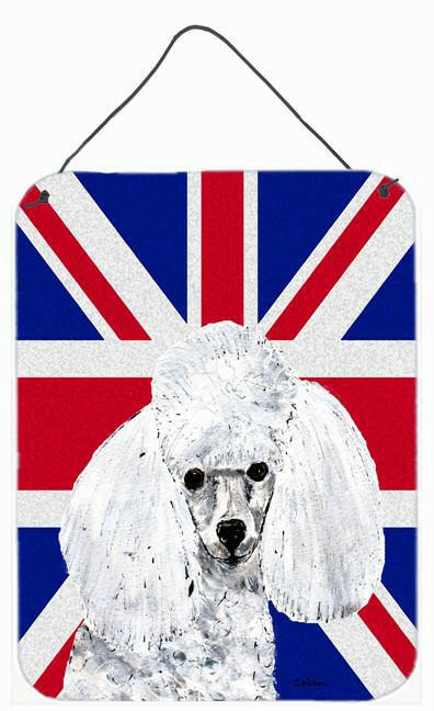 White Toy Poodle with English Union Jack British Flag Wall or Door Hanging Prints SC9886DS1216 by Caroline&#39;s Treasures