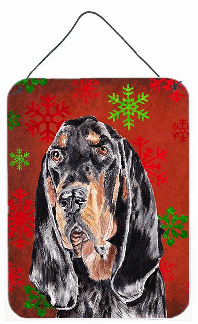 Coonhound Red Snowflake Christmas Aluminium Metal Wall or Door Hanging Prints by Caroline&#39;s Treasures