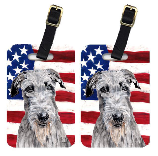 Pair of Scottish Deerhound with American Flag USA Luggage Tags SC9634BT by Caroline&#39;s Treasures