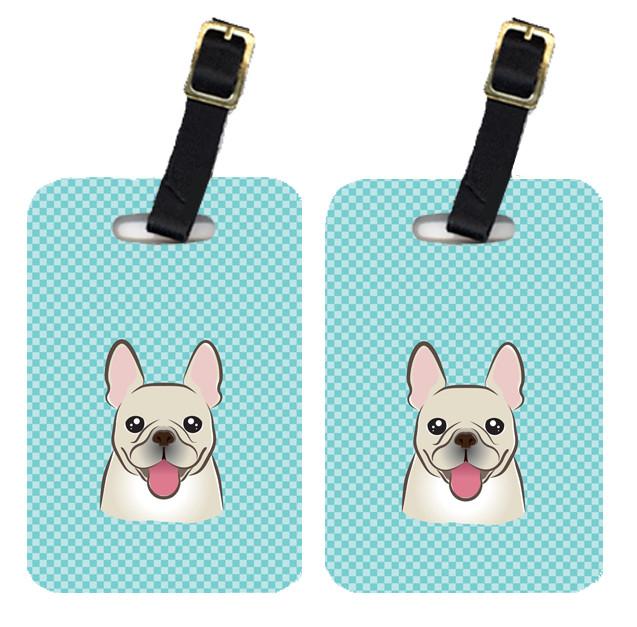 Pair of Checkerboard Blue French Bulldog Luggage Tags BB1176BT by Caroline&#39;s Treasures
