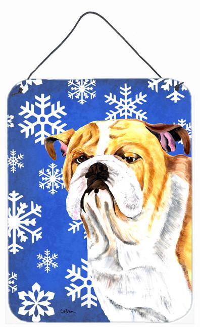 Bulldog English Winter Snowflakes Holiday Metal Wall or Door Hanging Prints by Caroline&#39;s Treasures
