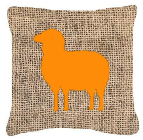 Sheep Burlap and Orange   Canvas Fabric Decorative Pillow BB1126 - the-store.com