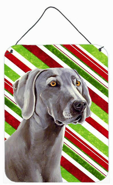 Weimaraner Candy Cane Holiday Christmas Wall or Door Hanging Prints by Caroline&#39;s Treasures