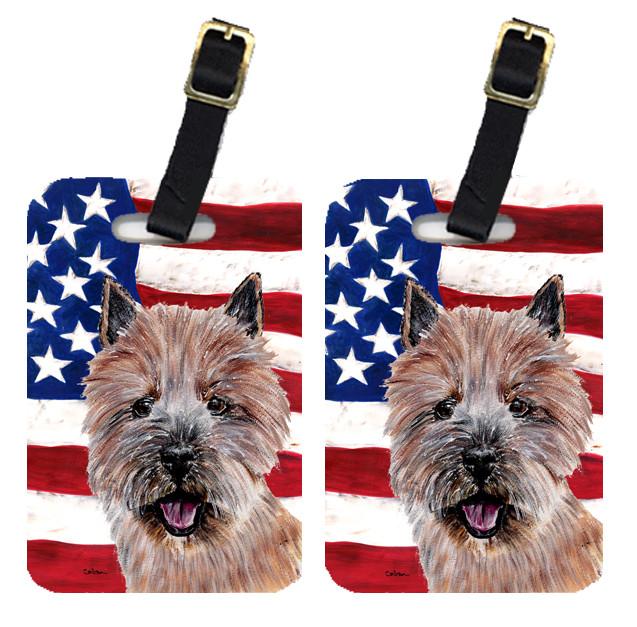 Pair of Norwich Terrier with American Flag USA Luggage Tags SC9638BT by Caroline&#39;s Treasures