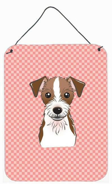 Checkerboard Pink Jack Russell Terrier Wall or Door Hanging Prints BB1202DS1216 by Caroline&#39;s Treasures