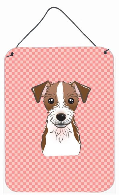 Checkerboard Pink Jack Russell Terrier Wall or Door Hanging Prints BB1202DS1216 by Caroline's Treasures