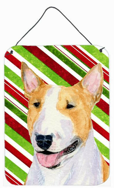 Bull Terrier Candy Cane Holiday Christmas  Metal Wall or Door Hanging Prints by Caroline&#39;s Treasures
