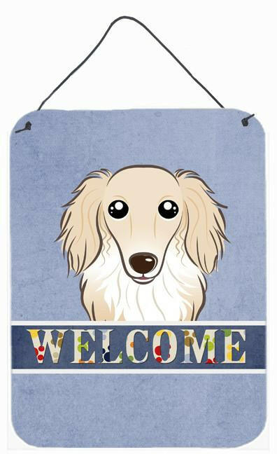 Longhair Creme Dachshund Welcome Wall or Door Hanging Prints BB1398DS1216 by Caroline's Treasures