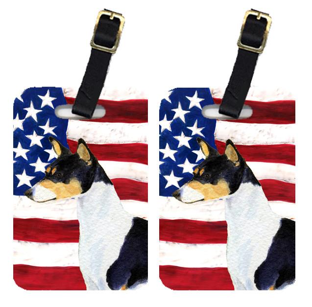 Pair of USA American Flag with Basenji Luggage Tags SS4041BT by Caroline&#39;s Treasures