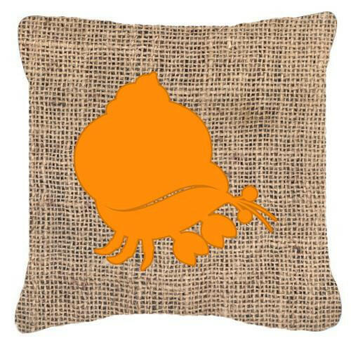 Hermit Crab Burlap and Orange   Canvas Fabric Decorative Pillow BB1102 - the-store.com