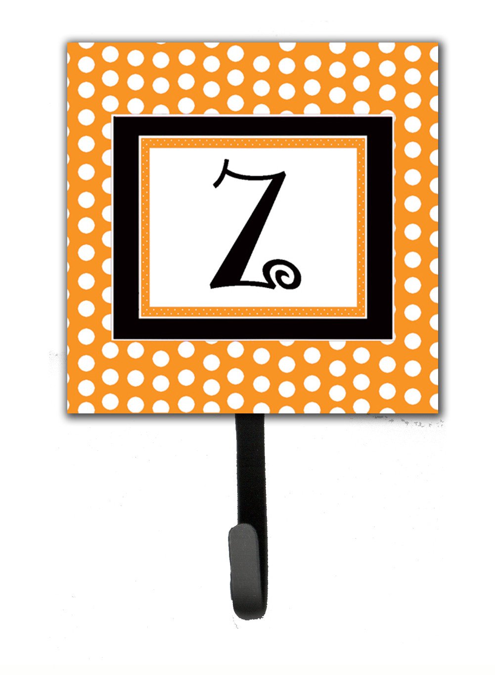 Letter Z Initial Monogram - Orange Polkadots Leash Holder or Key Hook by Caroline&#39;s Treasures
