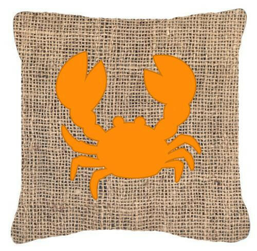 Crab Burlap and Orange   Canvas Fabric Decorative Pillow BB1104 - the-store.com