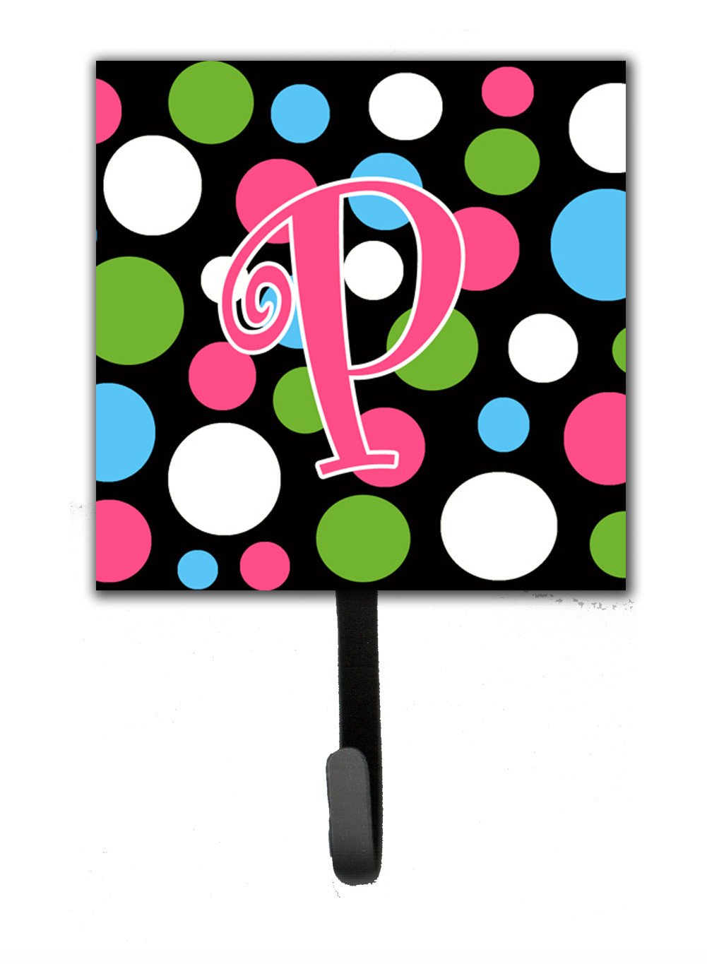 Letter P Initial Monogram - Polkadots and Pink Leash Holder or Key Hook by Caroline's Treasures
