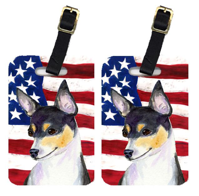 Pair of USA American Flag with Fox Terrier Luggage Tags SS4002BT by Caroline&#39;s Treasures