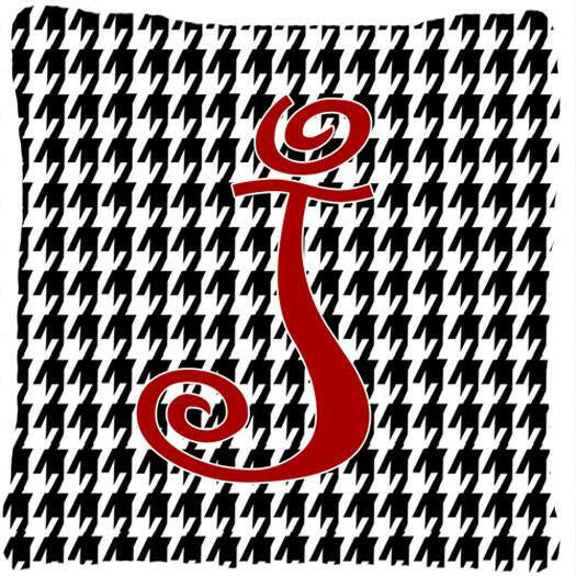 Monogram Initial J Houndstooth Black Decorative   Canvas Fabric Pillow CJ1035 - the-store.com