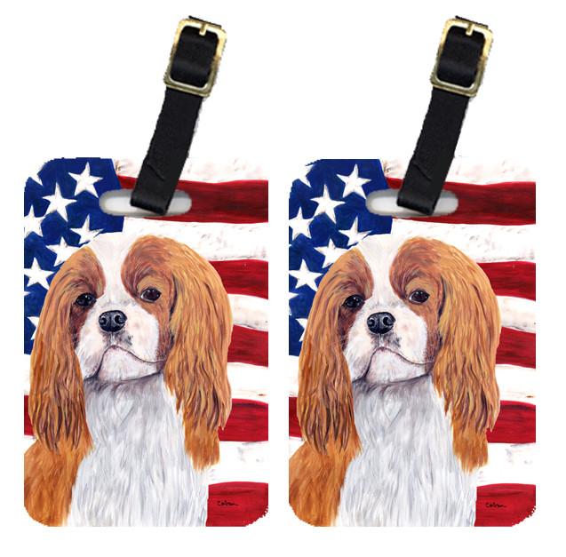 Pair of USA American Flag with Cavalier Spaniel Luggage Tags SC9115BT by Caroline&#39;s Treasures