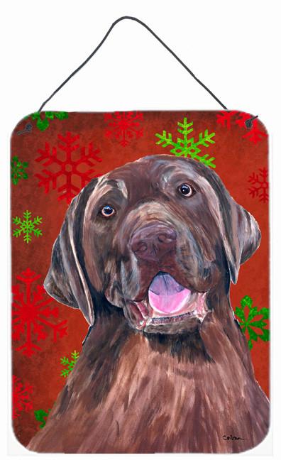 Labrador Red and Green Snowflakes Holiday Christmas Wall or Door Hanging Prints by Caroline's Treasures