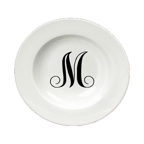 Letter M Initial Monogram Script Round Ceramic White Soup Bowl CJ1057-M-SBW-825 by Caroline's Treasures