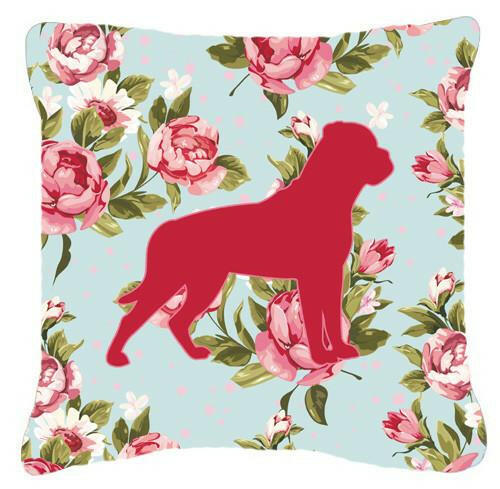 Rottweiler Shabby Chic Blue Roses   Canvas Fabric Decorative Pillow BB1083 - the-store.com