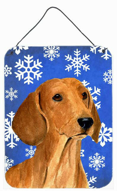 Dachshund Winter Snowflakes Holiday Aluminium Metal Wall or Door Hanging Prints by Caroline&#39;s Treasures