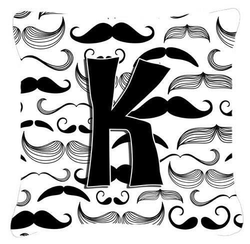 Letter K Moustache Initial Canvas Fabric Decorative Pillow CJ2009-KPW1414 by Caroline&#39;s Treasures