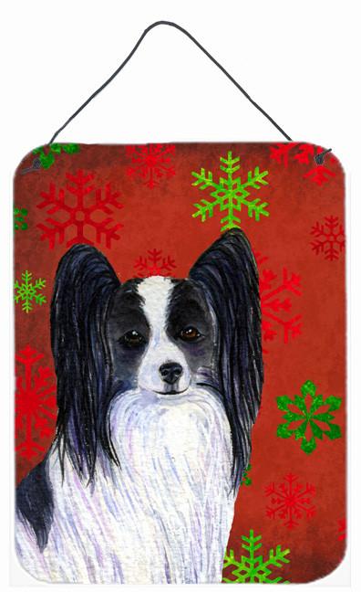 Papillon Red and Green Snowflakes Holiday Christmas Wall or Door Hanging Prints by Caroline&#39;s Treasures