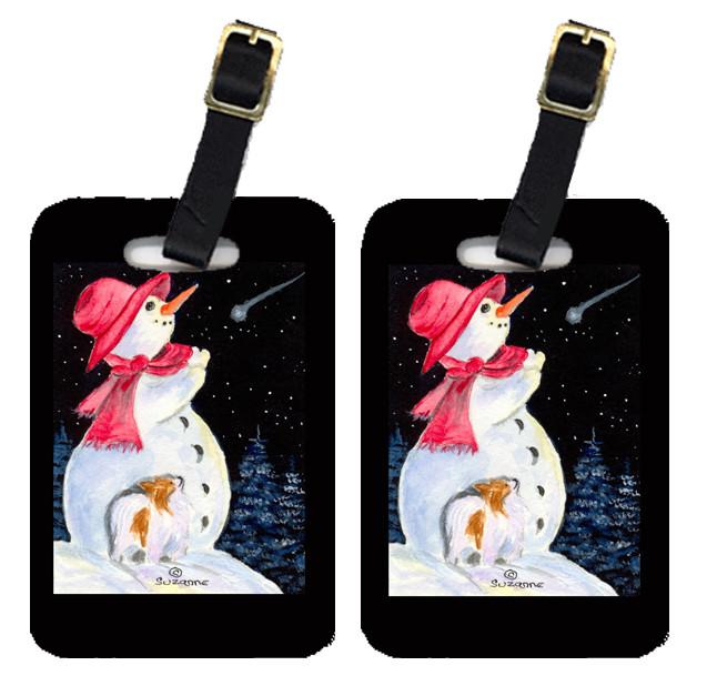 Snowman with Papillon Luggage Tags Pair of 2 by Caroline&#39;s Treasures