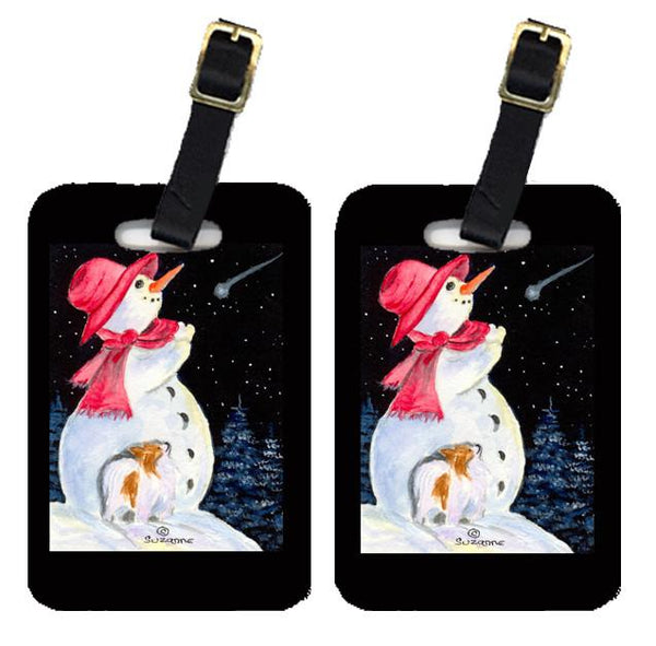 Snowman with Papillon Luggage Tags Pair of 2 by Caroline's Treasures