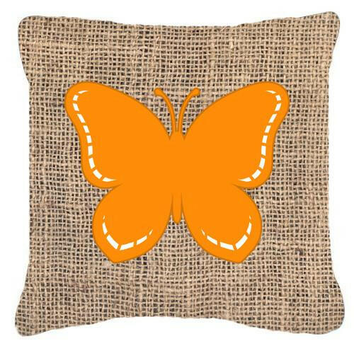 Butterfly Burlap and Orange   Canvas Fabric Decorative Pillow BB1035 - the-store.com